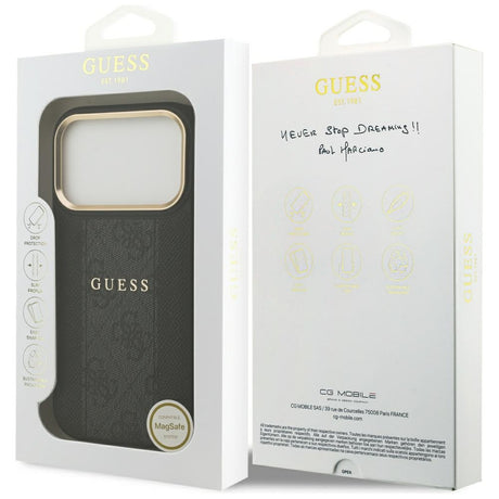 Husa de protectie Guess Hardcase 4G Stripe MagSafe (GUHMP17LPG4SEMCK) compatibil cu iPhone 17 Pro, Negru