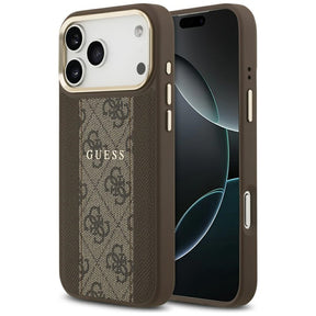 Husa de protectie Guess Hardcase 4G Stripe MagSafe (GUHMP17LPG4SEMCW) compatibil cu iPhone 17 Pro, Maro