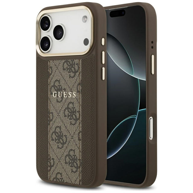 Husa de protectie Guess Hardcase 4G Stripe MagSafe (GUHMP17LPG4SEMCW) compatibil cu iPhone 17 Pro, Maro