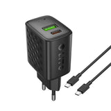 Incarcator Lito (LC19T), with Type-C Cable Included, Type-C, USB Output, PD30W, GaN, PC Fireproof, EU Plug, Negru
