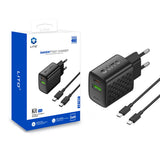 Incarcator Lito (LC19T), with Type-C Cable Included, Type-C, USB Output, PD30W, GaN, PC Fireproof, EU Plug, Negru