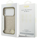 Husa de protectie Guess Glitter Triangle Logo MagSafe (GUHMP17LPFGTSCMD) compatibil cu iPhone 17 Pro, Auriu
