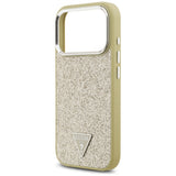 Husa de protectie Guess Glitter Triangle Logo MagSafe (GUHMP17LPFGTSCMD) compatibil cu iPhone 17 Pro, Auriu