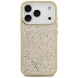 Husa de protectie Guess Glitter Triangle Logo MagSafe (GUHMP17LPFGTSCMD) compatibil cu iPhone 17 Pro, Auriu