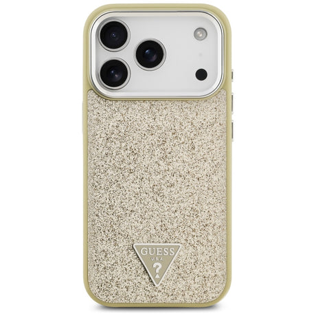 Husa de protectie Guess Glitter Triangle Logo MagSafe (GUHMP17LPFGTSCMD) compatibil cu iPhone 17 Pro, Auriu
