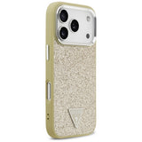 Husa de protectie Guess Glitter Triangle Logo MagSafe (GUHMP17LPFGTSCMD) compatibil cu iPhone 17 Pro, Auriu