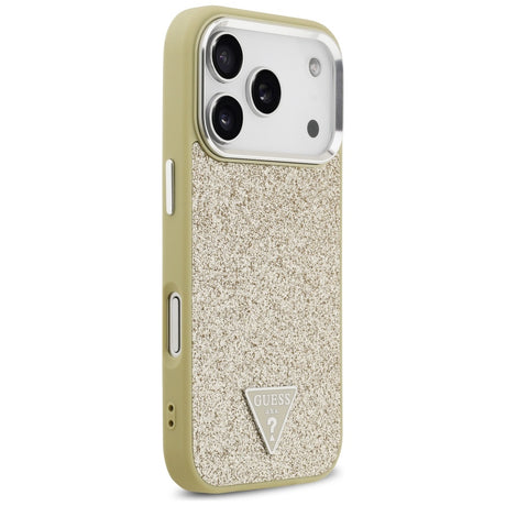 Husa de protectie Guess Glitter Triangle Logo MagSafe (GUHMP17LPFGTSCMD) compatibil cu iPhone 17 Pro, Auriu