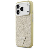 Husa de protectie Guess Glitter Triangle Logo MagSafe (GUHMP17LPFGTSCMD) compatibil cu iPhone 17 Pro, Auriu