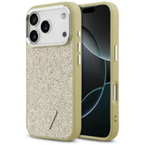 Husa de protectie Guess Glitter Triangle Logo MagSafe (GUHMP17LPFGTSCMD) compatibil cu iPhone 17 Pro, Auriu