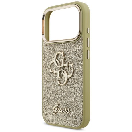 Husa de protectie Guess Fixed Glitter Big 4G Metal Frame (GUHCP17LHG4SGCD) compatibil cu iPhone 17 Pro, Auriu