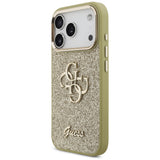 Husa de protectie Guess Fixed Glitter Big 4G Metal Frame (GUHCP17LHG4SGCD) compatibil cu iPhone 17 Pro, Auriu
