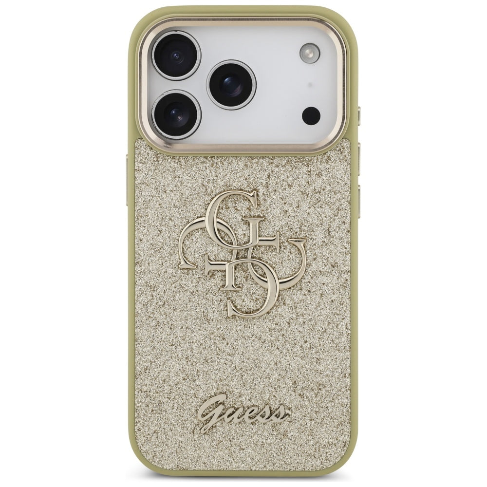 Husa de protectie Guess Fixed Glitter Big 4G Metal Frame (GUHCP17LHG4SGCD) compatibil cu iPhone 17 Pro, Auriu