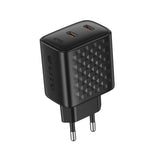 Incarcator Lito (LC22), 2x Type-C Output, PD45W, GaN, PC Fireproof, EU Plug, Negru