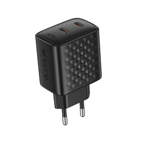 Incarcator Lito (LC22), 2x Type-C Output, PD45W, GaN, PC Fireproof, EU Plug, Negru