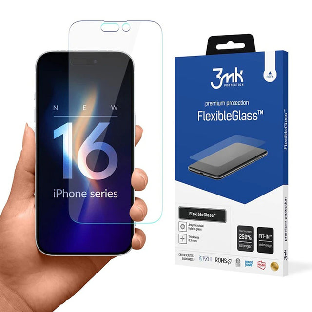 Folie de protectie 3mk FlexibleGlass compatibil cu iPhone 16 Pro Max, Transparent