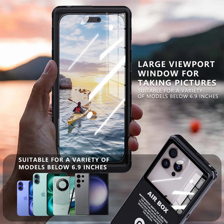 ShellBox AirBox Waterproof IP68 Case (max. 6.9 inch), Universal Phone Model (max. 15mm depth), Albastru