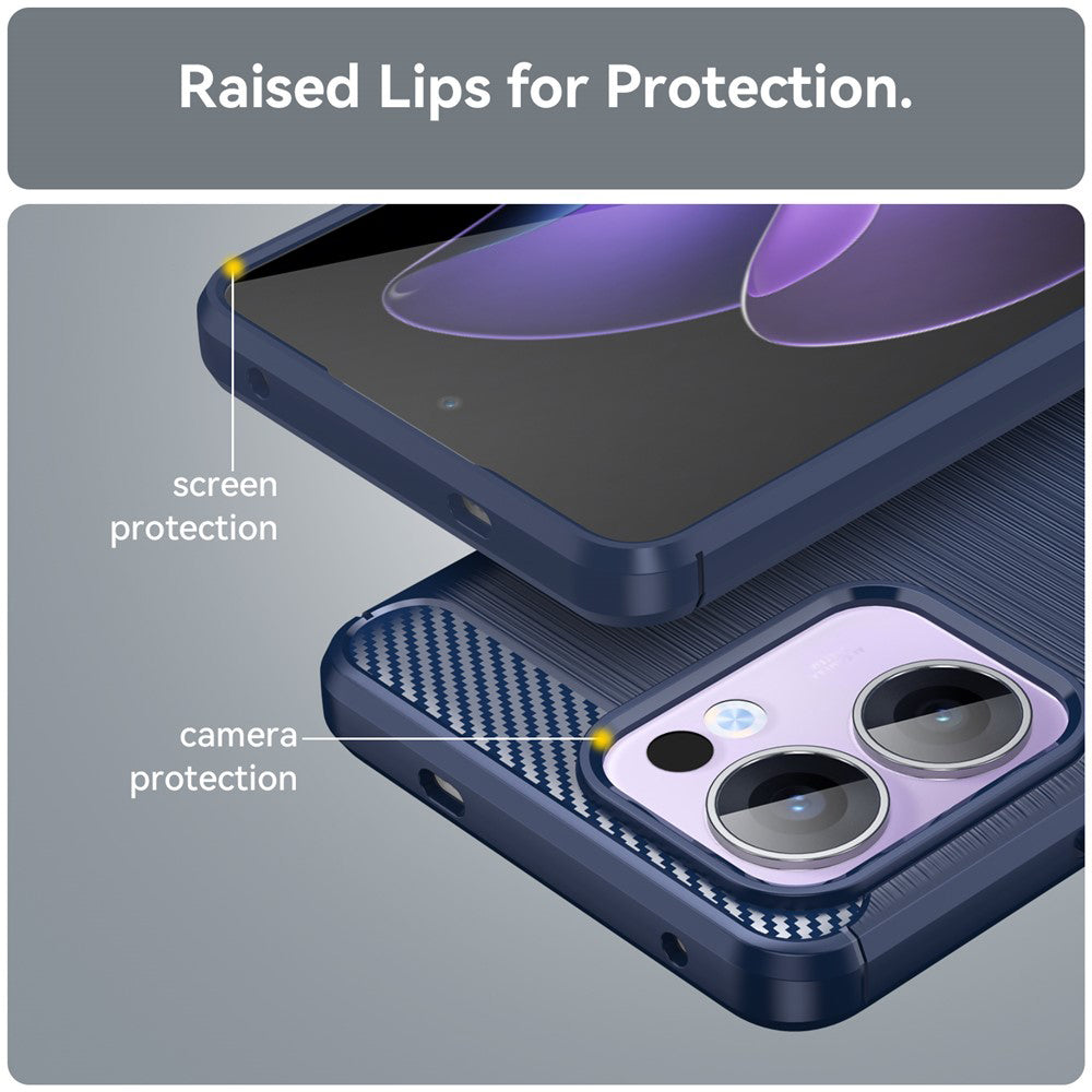 Husa de protectie Techsuit Carbon Silicone compatibil cu Oppo Reno13 F 4G / Reno13 F 5G / Reno13 FS 5G, Albastru