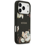 Husa de protectie Guess Grained Flowers MagSafe compatibil cu iPhone 17 Pro, Negru