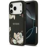 Husa de protectie Guess Grained Flowers MagSafe compatibil cu iPhone 17 Pro, Negru