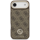 Husa de protectie Guess 4G Strass Logo with Big Strap Metal Button MagSafe (GUHMP17MP4G4DCSW) compatibil cu iPhone 17 Air, Maro