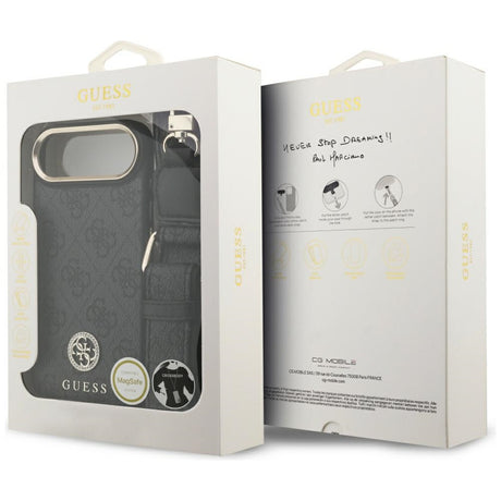Husa de protectie Guess 4G Strass Logo with Big Strap Metal Button MagSafe (GUHMP17MP4G4DCSK) compatibil cu iPhone 17 Air, Negru