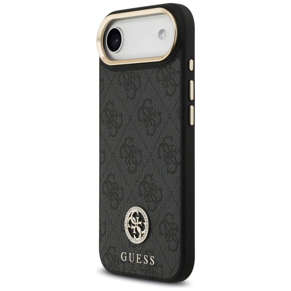 Husa de protectie Guess 4G Strass Logo with Big Strap Metal Button MagSafe (GUHMP17MP4G4DCSK) compatibil cu iPhone 17 Air, Negru