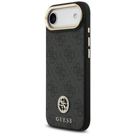 Husa de protectie Guess 4G Strass Logo with Big Strap Metal Button MagSafe (GUHMP17MP4G4DCSK) compatibil cu iPhone 17 Air, Negru