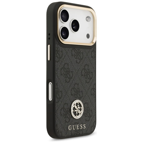 Husa de protectie Guess 4G Strass Logo with Big Strap Metal Button MagSafe (GUHMP17LP4G4DCSK) compatibil cu iPhone 17 Pro, Negru