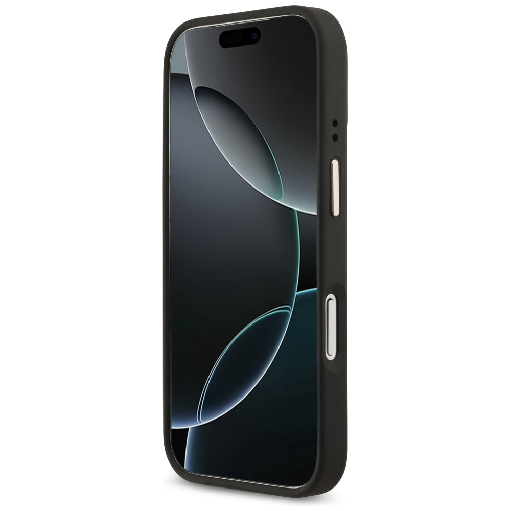 Husa de protectie Guess 4G Strass Logo with Big Strap Metal Button MagSafe (GUHMP17LP4G4DCSK) compatibil cu iPhone 17 Pro, Negru