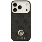 Husa de protectie Guess 4G Strass Logo with Big Strap Metal Button MagSafe (GUHMP17LP4G4DCSK) compatibil cu iPhone 17 Pro, Negru