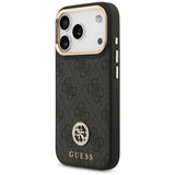 Husa de protectie Guess 4G Strass Logo with Big Strap Metal Button MagSafe (GUHMP17LP4G4DCSK) compatibil cu iPhone 17 Pro, Negru