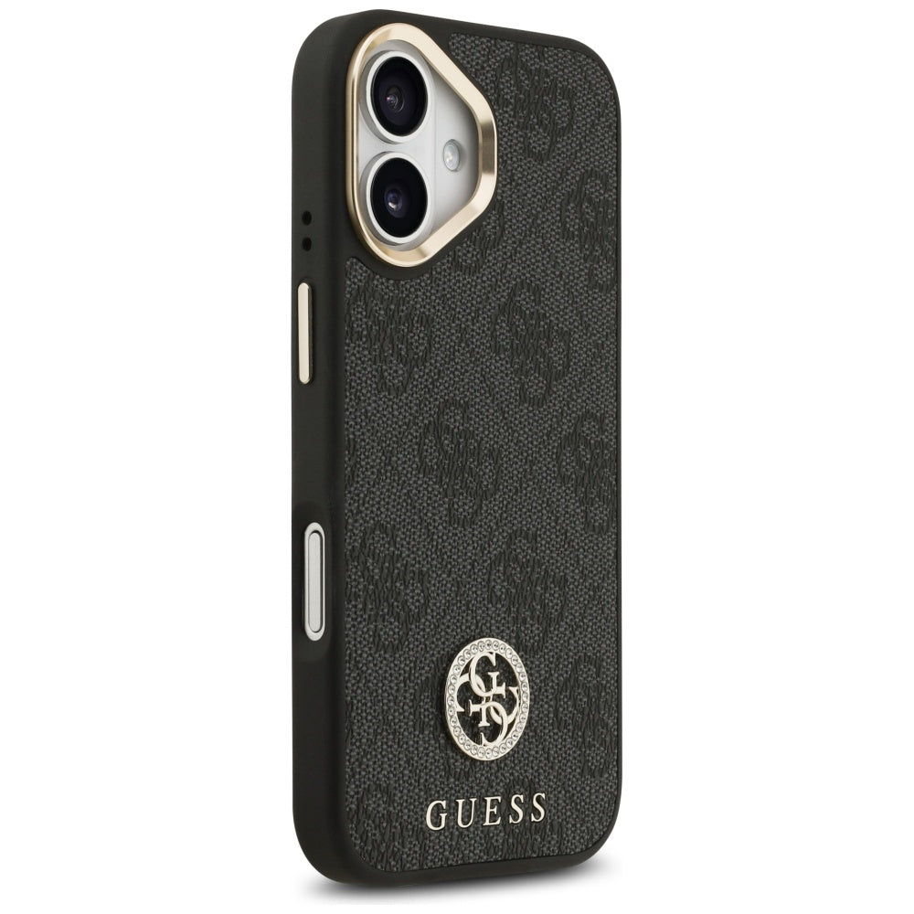 Husa de protectie Guess 4G Strass Logo with Big Strap Metal Button MagSafe (GUHMP17SP4G4DCSK) compatibil cu iPhone 17, Negru
