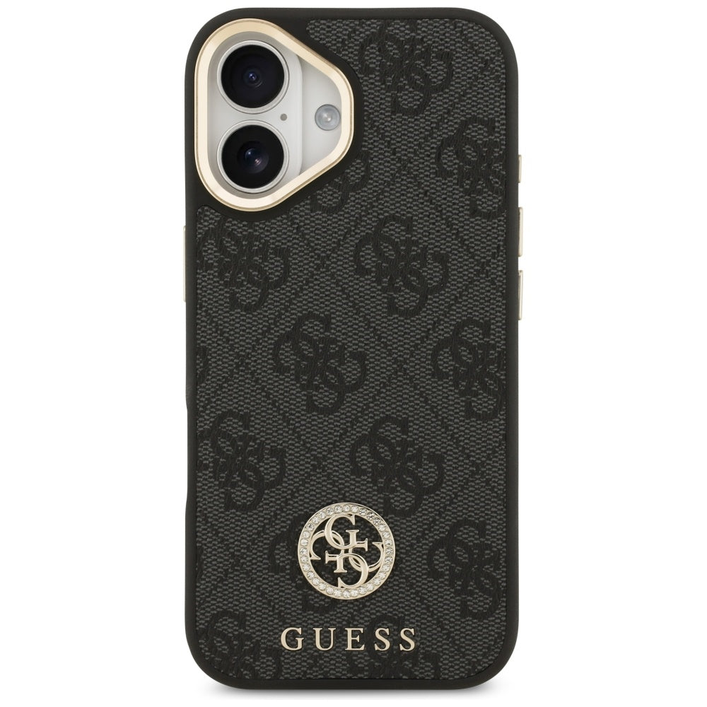 Husa de protectie Guess 4G Strass Logo with Big Strap Metal Button MagSafe (GUHMP17SP4G4DCSK) compatibil cu iPhone 17, Negru