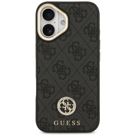 Husa de protectie Guess 4G Strass Logo with Big Strap Metal Button MagSafe (GUHMP17SP4G4DCSK) compatibil cu iPhone 17, Negru