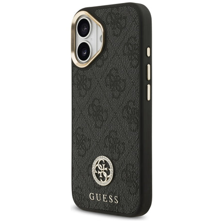 Husa de protectie Guess 4G Strass Logo with Big Strap Metal Button MagSafe (GUHMP17SP4G4DCSK) compatibil cu iPhone 17, Negru