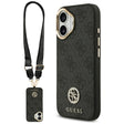 Husa de protectie Guess 4G Strass Logo with Big Strap Metal Button MagSafe (GUHMP17SP4G4DCSK) compatibil cu iPhone 17, Negru