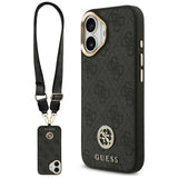 Husa de protectie Guess 4G Strass Logo with Big Strap Metal Button MagSafe (GUHMP17SP4G4DCSK) compatibil cu iPhone 17, Negru