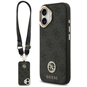 Husa de protectie Guess 4G Strass Logo with Big Strap Metal Button MagSafe (GUHMP17SP4G4DCSK) compatibil cu iPhone 17, Negru