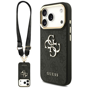 Husa de protectie Guess Big 4G Classic Logo with Big Strap Metal Buttons (GUHCP17LP4G4BCSK) compatibil cu iPhone 17 Pro, Negru