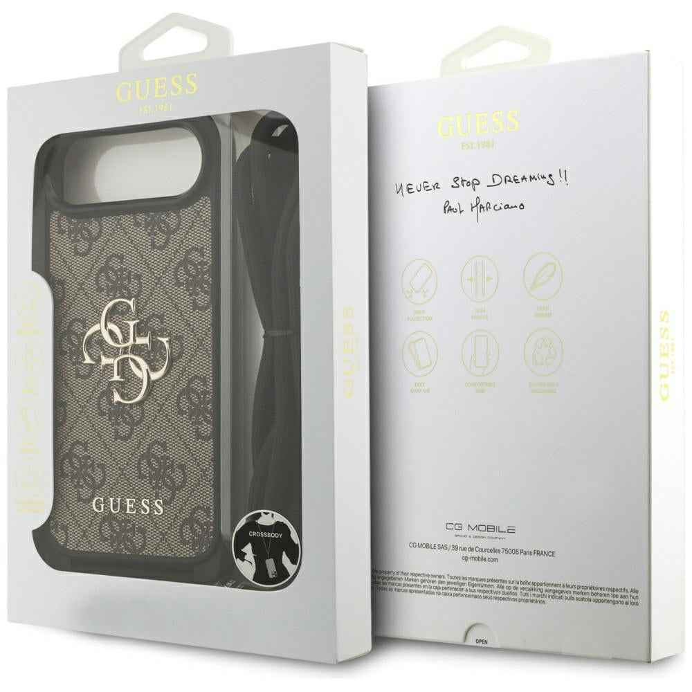 Husa de protectie Guess Crossbody Cord 4G Big Logo (GUHCP17MP4GMGCRW) compatibil cu iPhone 17 Air, Maro
