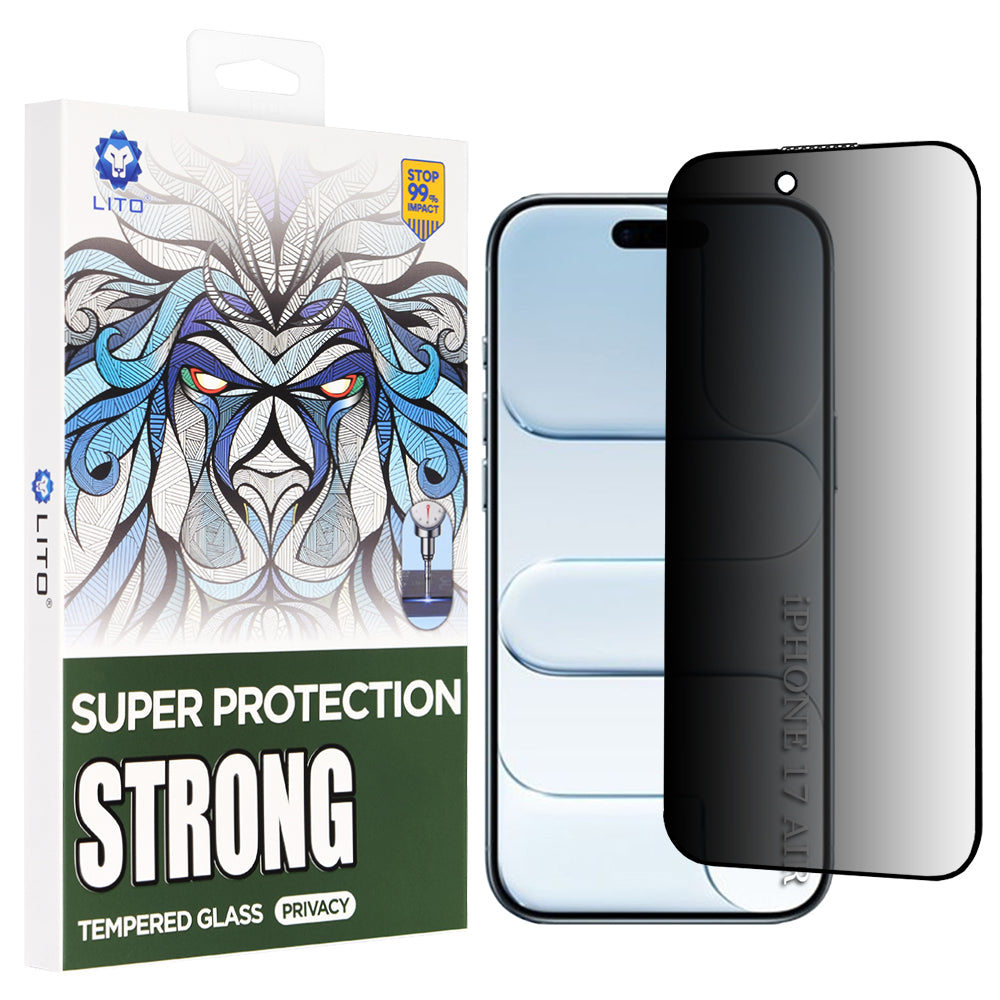 Folie de protectie Lito D+ Max Strong Privacy compatibil cu iPhone 17 Air, Negru