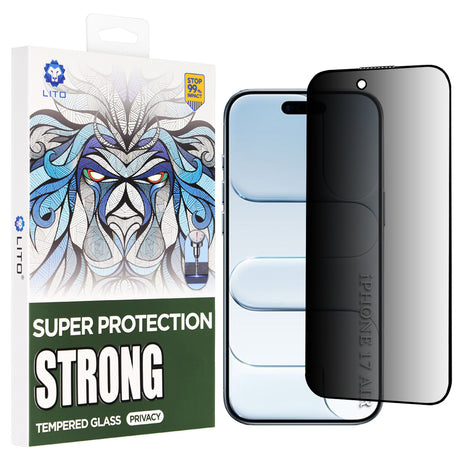 Folie de protectie Lito D+ Max Strong Privacy compatibil cu iPhone 17 Air, Negru