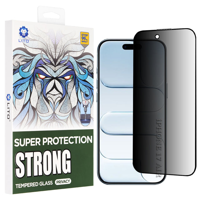 Folie de protectie Lito D+ Max Strong Privacy compatibil cu iPhone 17 Air, Negru