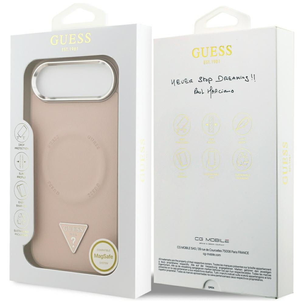 Husa de protectie Guess Hardcase Triangle Logo MagSafe (GUHMP17MPSDTSCMP) compatibil cu iPhone 17 Air, Roz