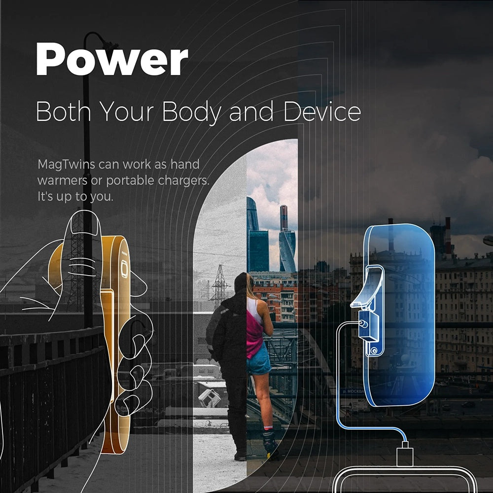 Ocoopa Hand Warmer UT2s (UT2S-BU), Type-C, with Power Bank, Electric, Magnetic Design, MagTwins, 2x 5000mAh, Albastru