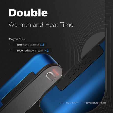 Ocoopa Hand Warmer UT2s (UT2S-BU), Type-C, with Power Bank, Electric, Magnetic Design, MagTwins, 2x 5000mAh, Albastru