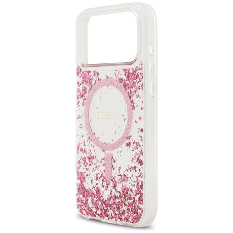 Husa de protectie Guess Resin Bottom Glitter compatibil cu iPhone 17 Pro Max, Roz