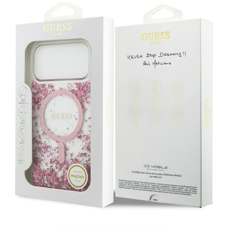 Husa de protectie Guess Resin Bottom Glitter compatibil cu iPhone 17 Pro Max, Roz