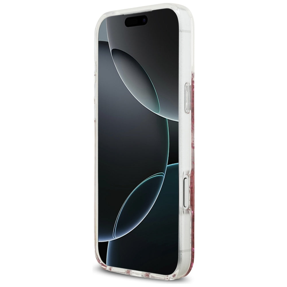Husa de protectie Guess Resin Bottom Glitter compatibil cu iPhone 17 Pro Max, Roz