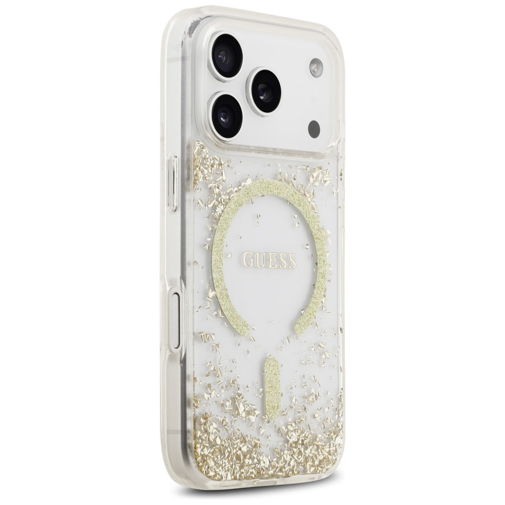 Husa de protectie Guess Resin Bottom Glitter compatibil cu iPhone 17 Pro, Auriu